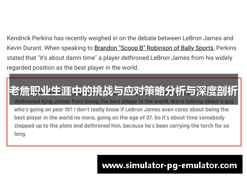 老詹职业生涯中的挑战与应对策略分析与深度剖析 老詹职业生涯中的挑战与应对策略分析与深度剖析